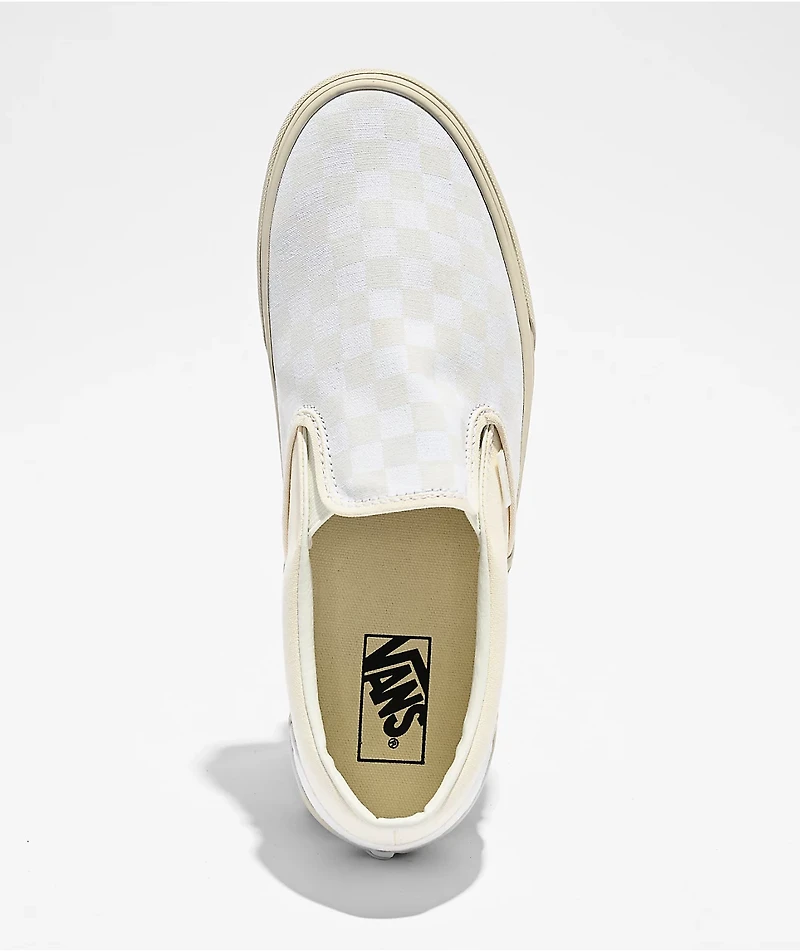 Vans Classic Slip-On Checkerboard Blanc De Blanc Skate Shoes