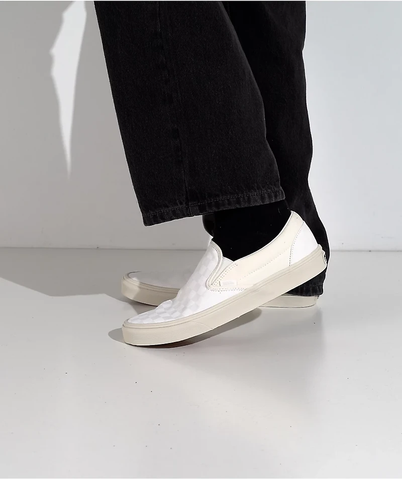 Vans Classic Slip-On Checkerboard Blanc De Blanc Skate Shoes