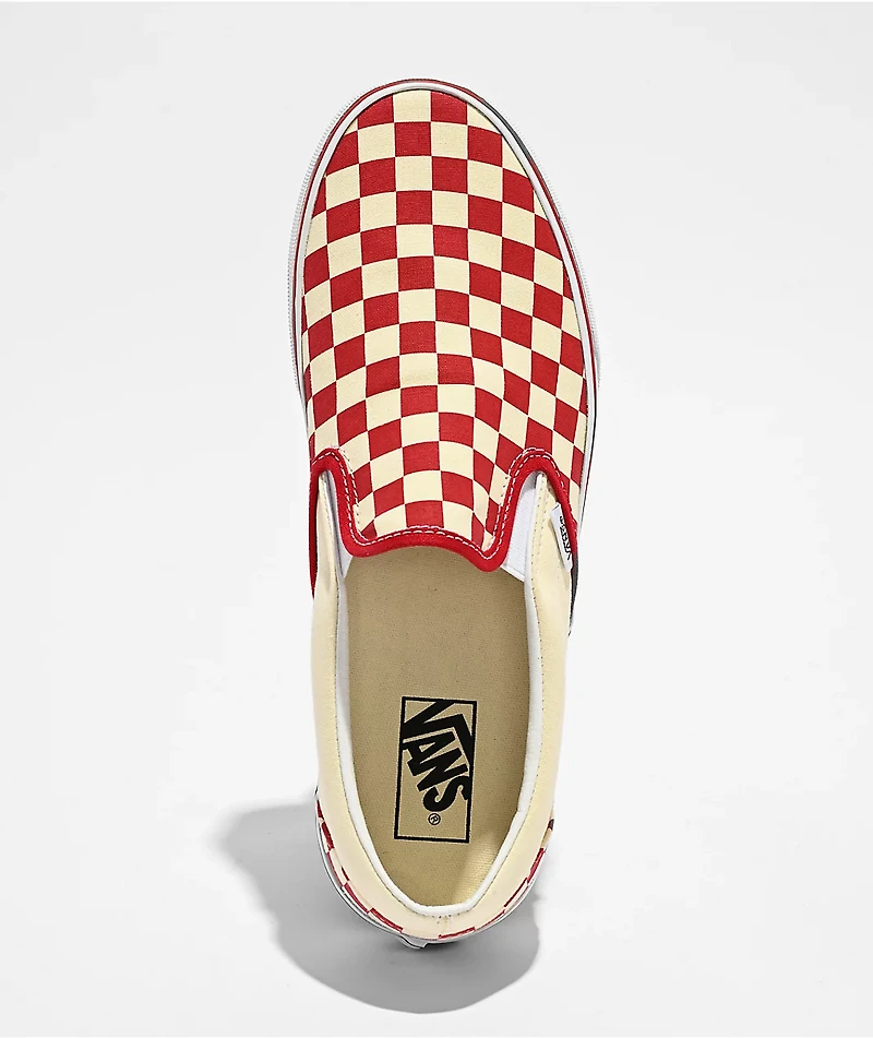 Vans Classic Slip-On Checkerboard Red & White Skate Shoes
