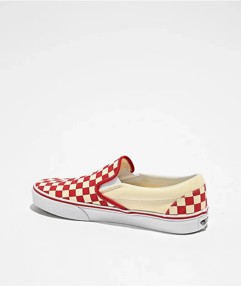 Vans Classic Slip-On Checkerboard Red & White Skate Shoes