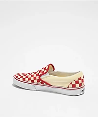 Vans Classic Slip-On Checkerboard Red & White Skate Shoes