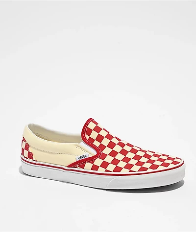 Vans Classic Slip-On Checkerboard Red & White Skate Shoes
