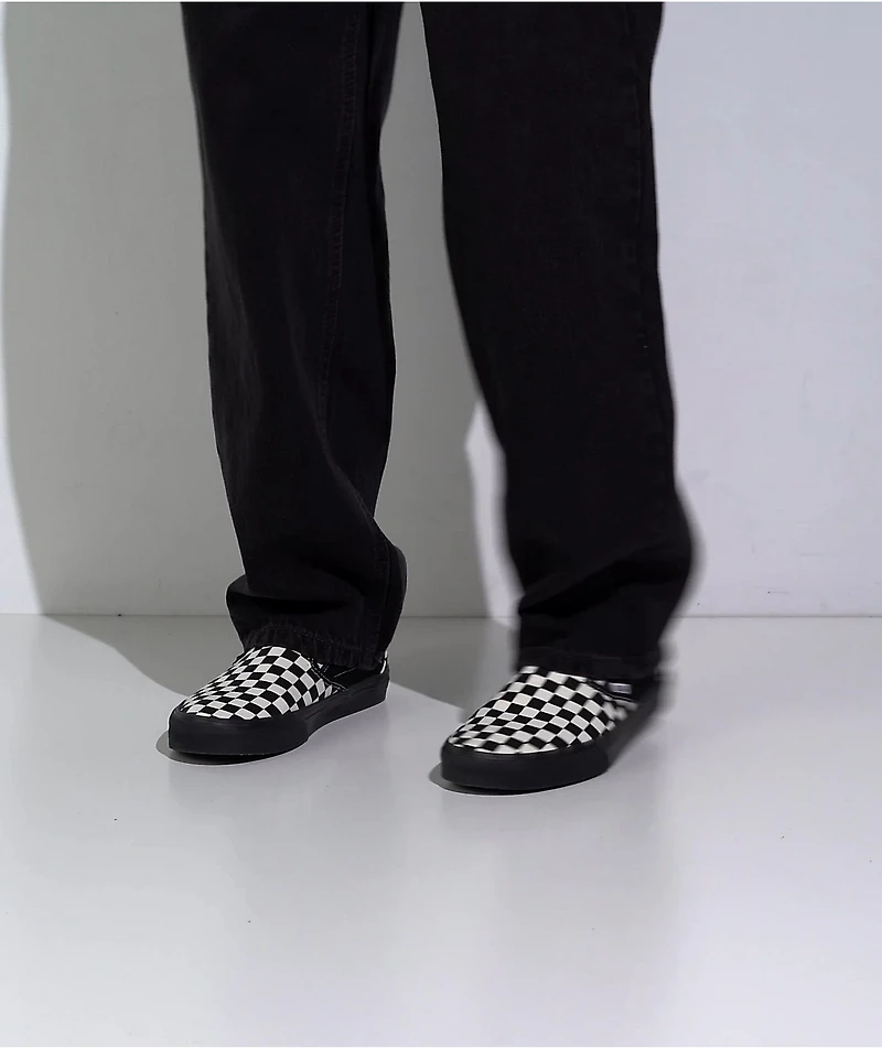 Vans Classic Slip-On Checkerboard White & Black Skate Shoes