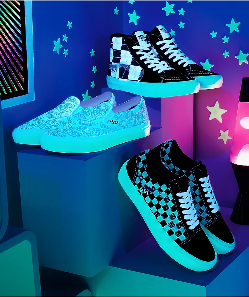 Vans Classic Slip-On Glow-In-The-Dark Skate Shoes