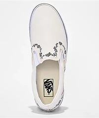 Vans Classic Slip-On Rose & Thorn White Skate Shoes