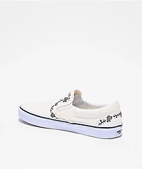 Vans Classic Slip-On Rose & Thorn White Skate Shoes