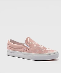 Vans Classic Slip-On Satin Checkerboard Sepia Skate Shoes