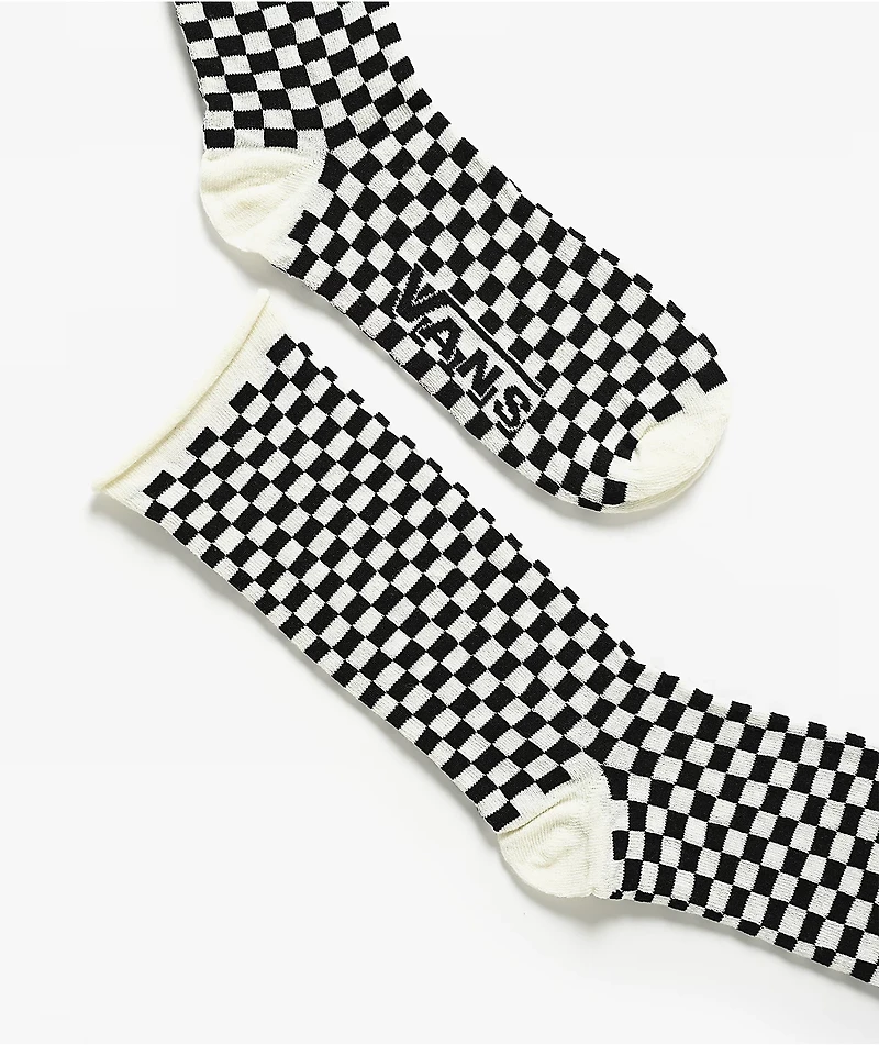Vans Curl Checkerboard Black & White Crew Socks