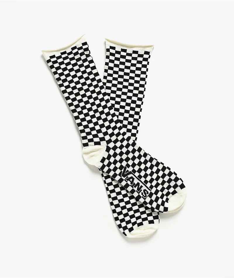 Vans Curl Checkerboard Black & White Crew Socks
