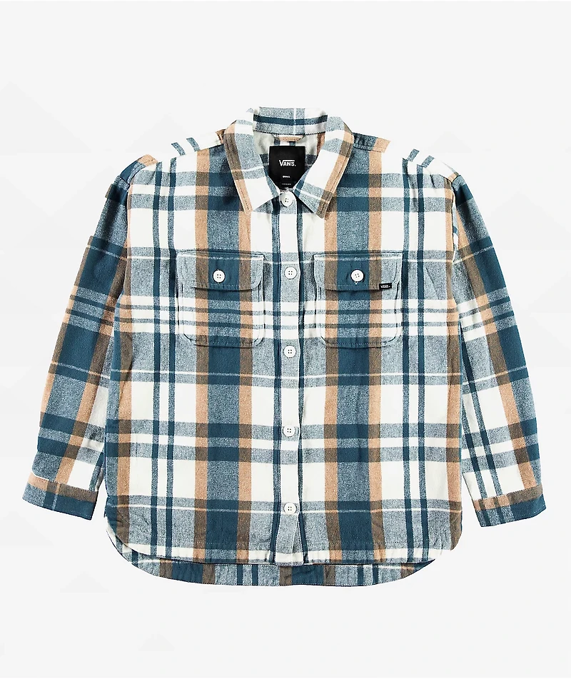 Vans Eliza Cream & Teal Flannel Shacket
