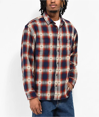 Vans Elmbrook Blue & Red Long Sleeve Button Up Shirt