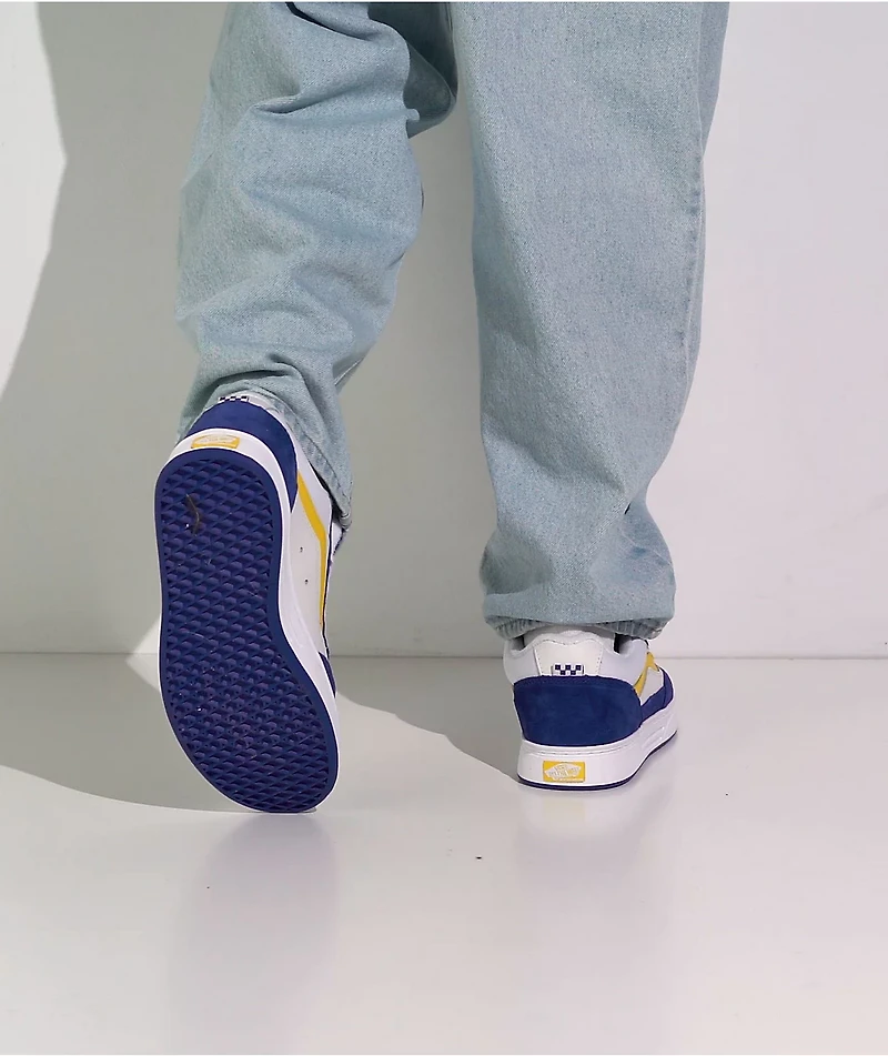 Vans Estazzo White, Blue & Yellow Skate Shoes