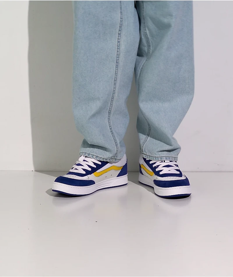 Vans Estazzo White, Blue & Yellow Skate Shoes