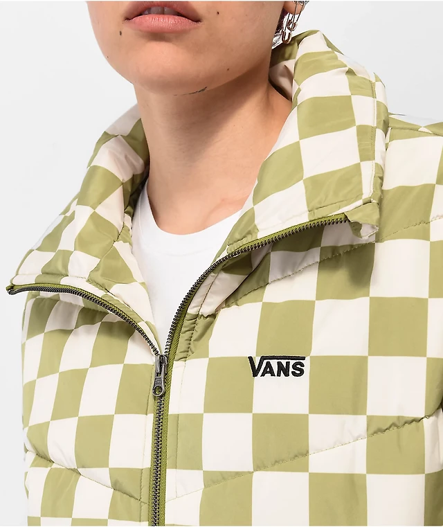 Vans Foundry Print MTE Green White Checker Puffer Jacket at Mall