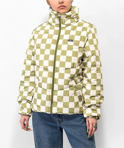 Vans Foundry Print MTE Green & White Checker Puffer Jacket