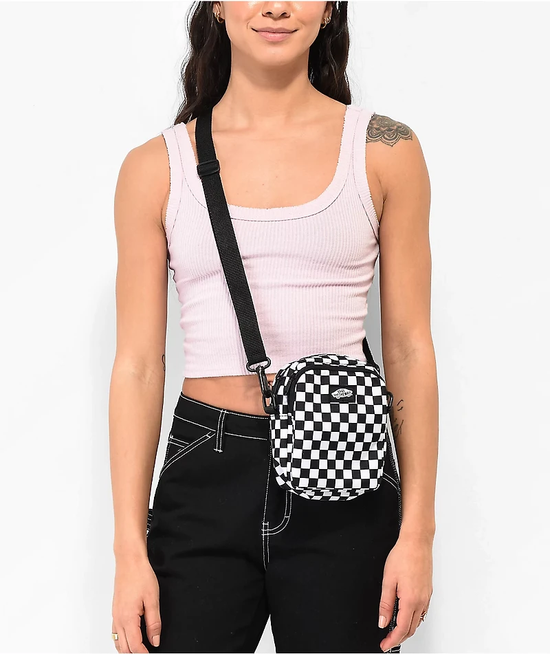Vans Go Getter Black & White Checkered Crossbody Bag