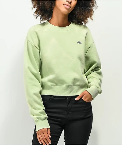 Vans Green Water Wash Crop Crewneck Sweatshirt