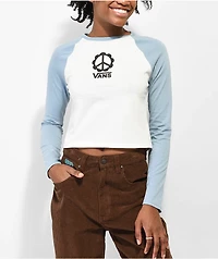 Vans Grow Peace Blue Raglan Long Sleeve Crop T-Shirt