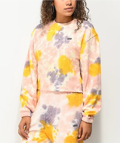 Vans Grunge Wash Tie Dye Crop Crewneck Sweatshirt
