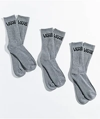 Vans Kids' Classic Grey 3 Pack Crew Socks