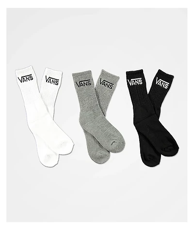 Vans Kids Classic Black 3 Pack Crew Socks