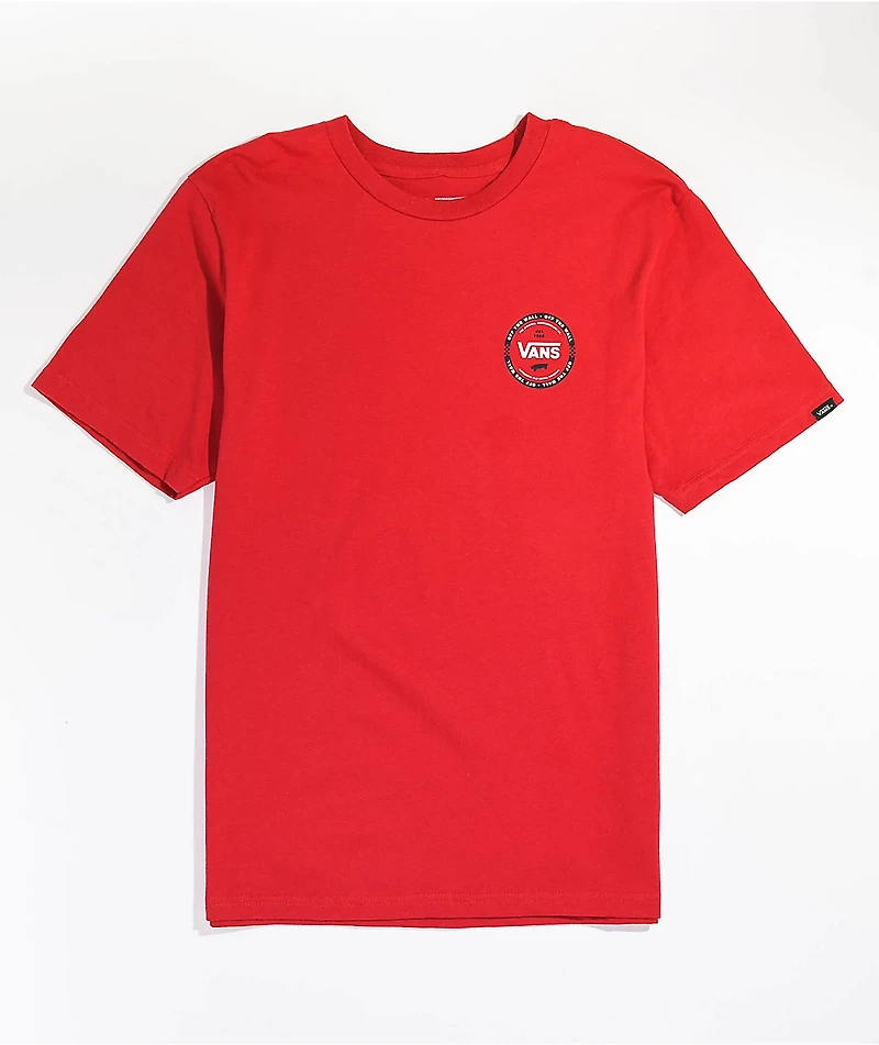 Vans Kids Logo Check Red T-Shirt