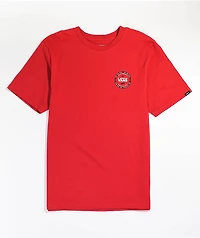 Vans Kids Logo Check Red T-Shirt