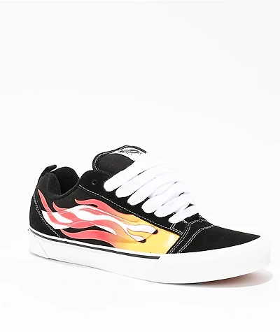Vans Knu Skool Flame Black & Red Skate Shoes