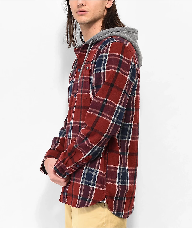 Vans Lopes Syrah & Blue Hooded Flannel Shirt