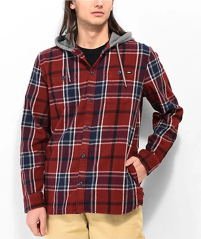 Vans Lopes Syrah & Blue Hooded Flannel Shirt