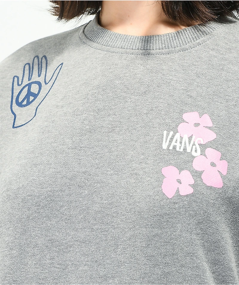 Vans Mascy Daze Heather Grey Oversized Crewneck Sweatshirt