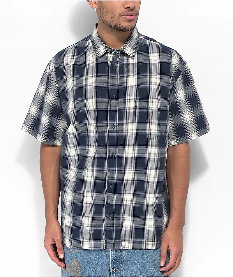 Vans Nick Michel Blue & White Checkered Short Sleeve Button Up Shirt