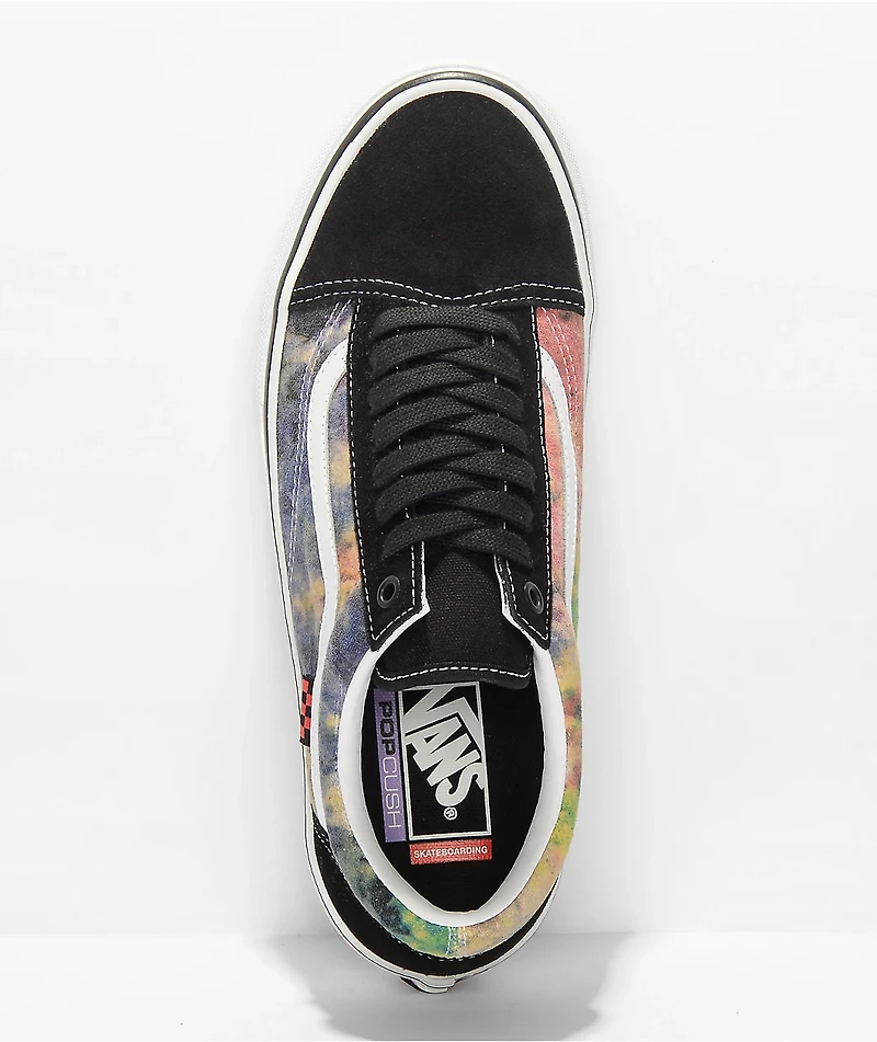 Vans Old Skool Black & Multi Tie Dye Terry Skate Shoes
