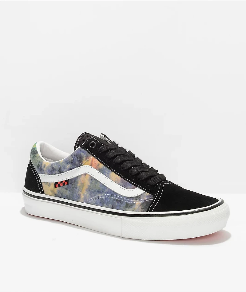 Vans Old Skool Black & Multi Tie Dye Terry Skate Shoes