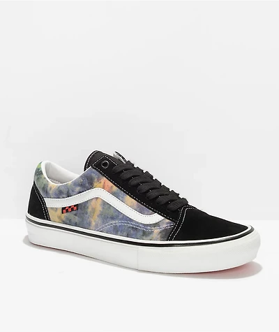 Vans Old Skool Black & Multi Tie Dye Terry Skate Shoes