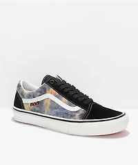 Vans Old Skool Black & Multi Tie Dye Terry Skate Shoes
