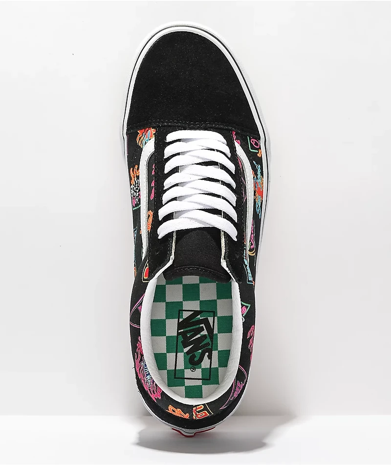 Vans Old Skool Black & Neon Skate Shoes