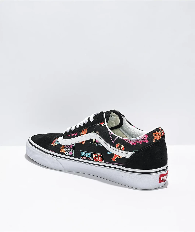 Vans Old Skool Black & Neon Skate Shoes