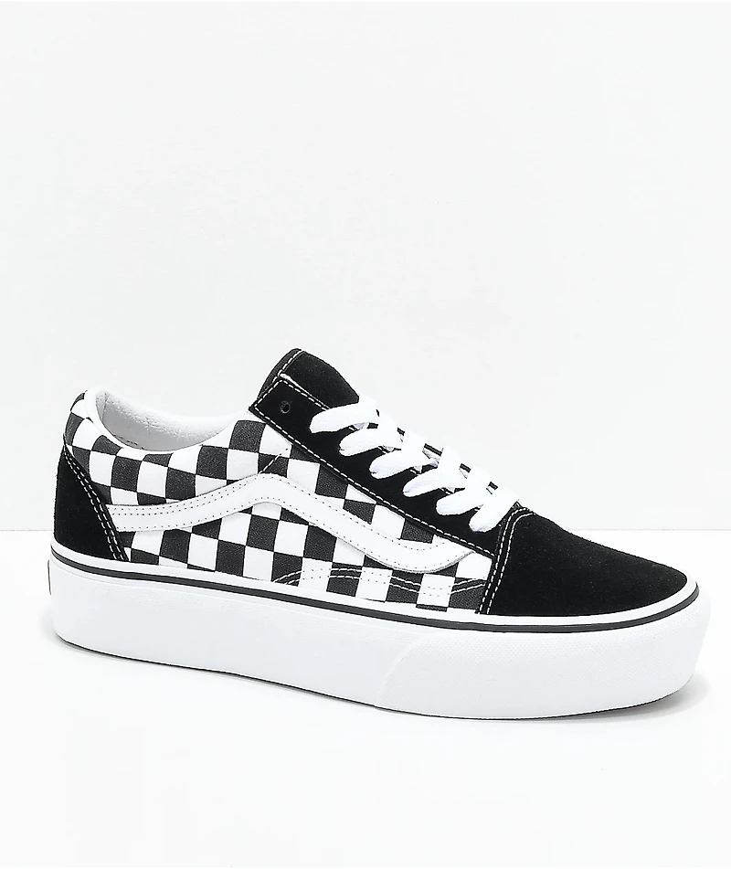 Vans Old Skool Black & White Checkered Platform Shoes