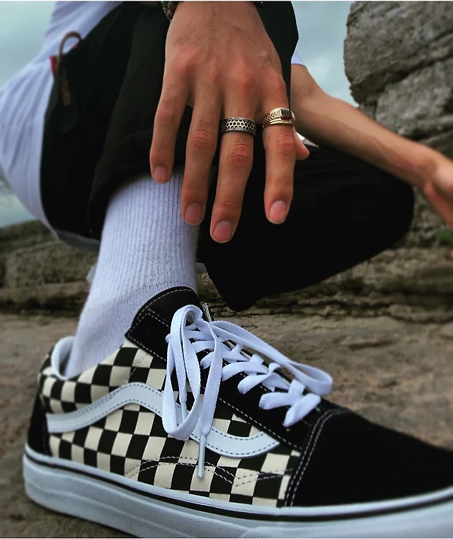Checkerboard Black Vans Academy Vans Old Skool Black White