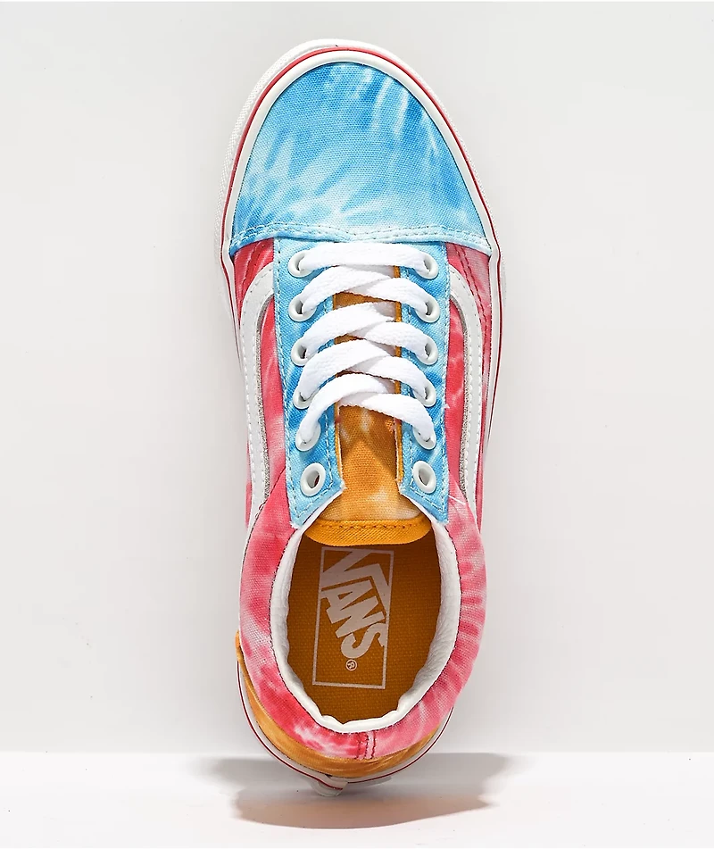 Vans Old Skool Blue, Pink & Orange Tie Dye Skate Shoes