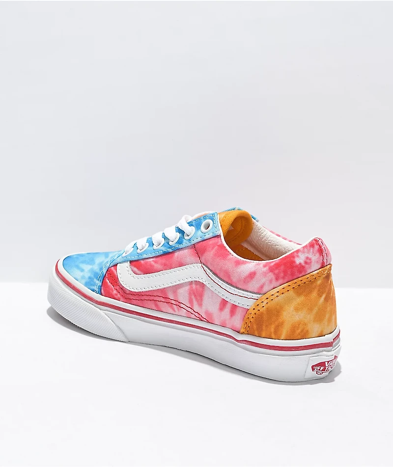Vans Old Skool Blue, Pink & Orange Tie Dye Skate Shoes