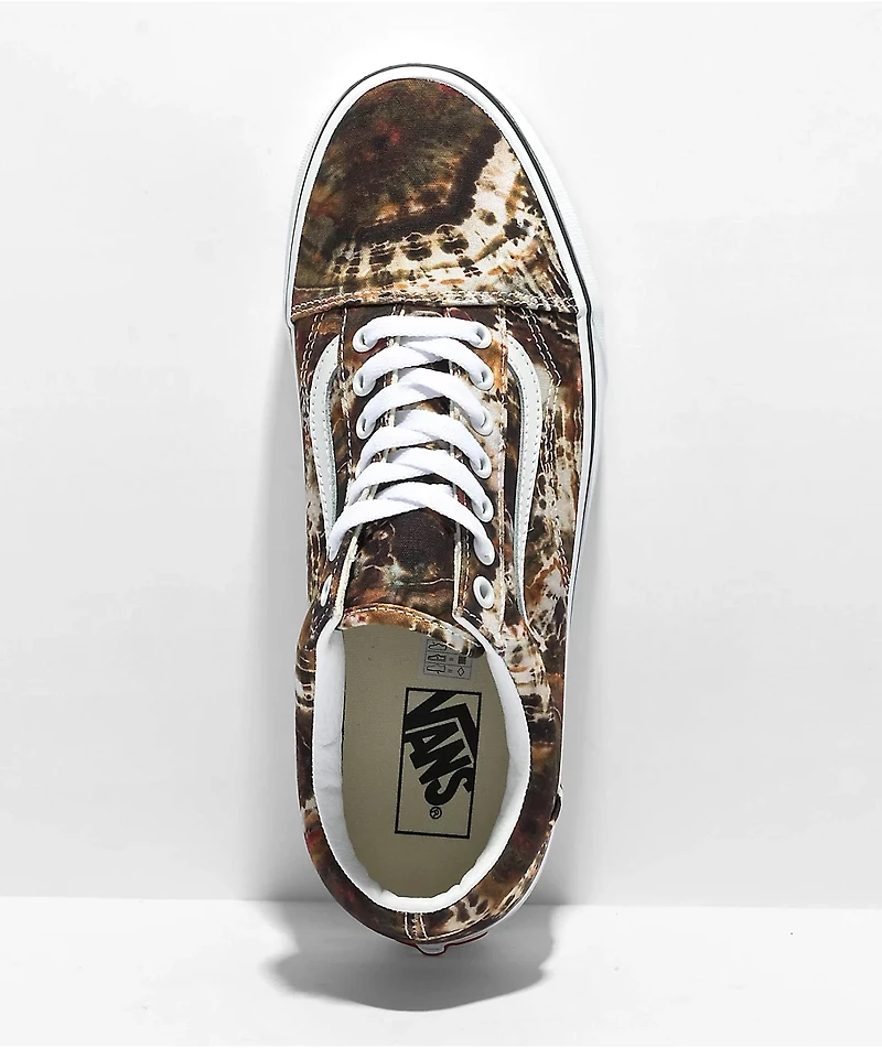 Vans Old Skool Brown Tie Dye Skate Shoes
