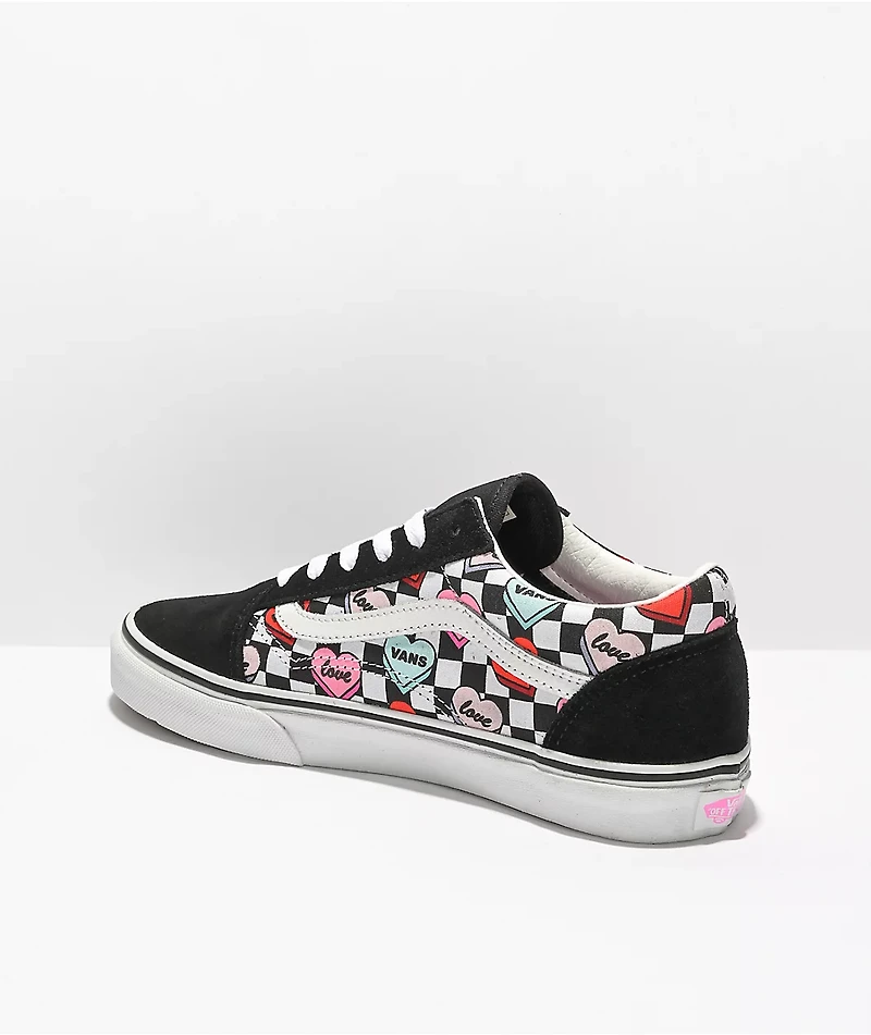 Vans Old Skool Candy Hearts Black & White Skate Shoes