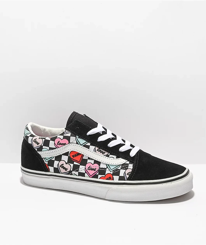 Vans Old Skool Candy Hearts Black & White Skate Shoes