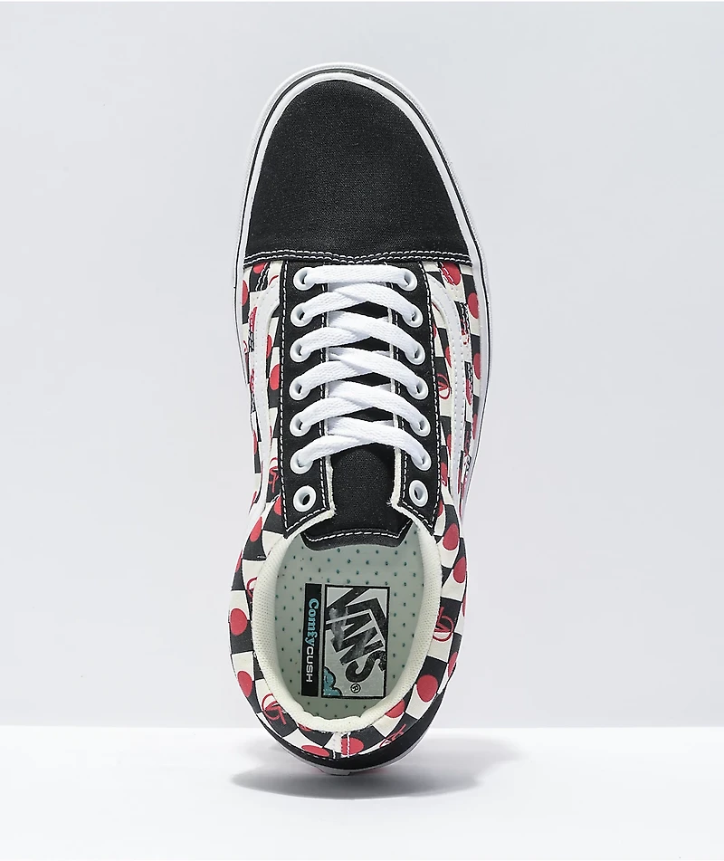 Vans Old Skool ComfyCush Drop V Black, White & Red Checkerboard Skate Shoes