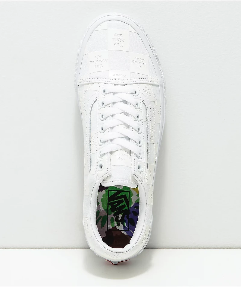 Vans Old Skool DIY Checkerboard True White Skate Shoes