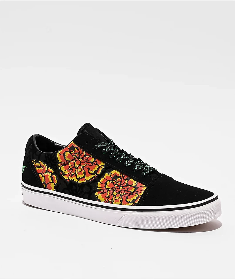 Vans Old Skool Dia De Los Muertos Black & Yellow Skate Shoes
