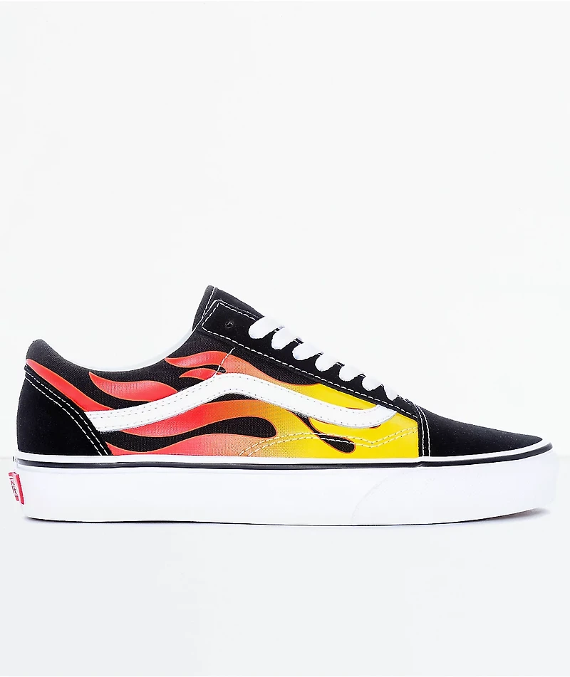 Vans Old Skool Flame Black & White Skate Shoes
