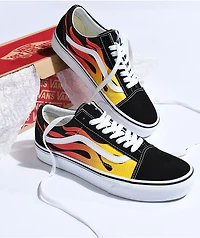 Vans Old Skool Flame Black & White Skate Shoes